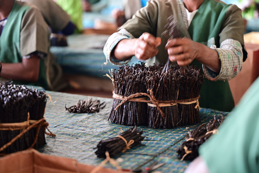 What is happening in the vanilla ice cream background?